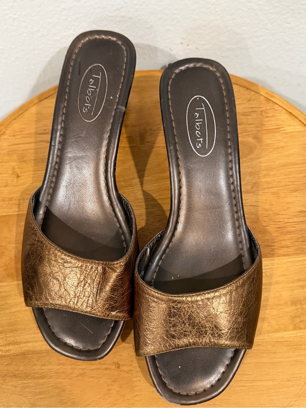 Talbots Bronze Metallic Slide Wedge size 7